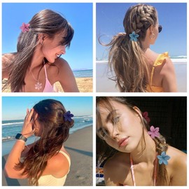 6 Pcs Flower Hair Clip, Nonslip Flower Claw Clips Strong Hold Hawaiian Claw Clip for Medium Thick Hair Hair Claw Clips for Women and Girls (6 pcs)