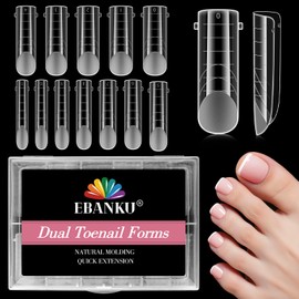 EBANKU Poly Gel Nail Forms for Toes, Long Square Dual Forms for Pedi Nail Extension Poly Gel Toenails Reusable Toe Nail Tips