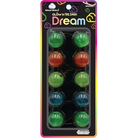 Dream World Glow In The Dark Ponytail Holder 25 MM Bead Assorted Colors #1 5 Piece Pack