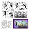 INFUNLY Flower Elves Clear Stamps and Dies Plant Leaf Stamps