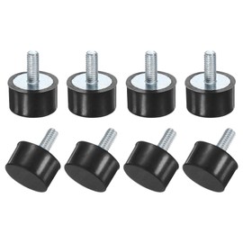 M METERXITY 8-Pack Rubber Mounts D15mmxH8mm Male Vibration Isolators Cylindrical Shock Absorber W M4 x 10mm Studs for Air Compressor/Car/Pump/Boat/Garage Motor/Bobbins Rubber Isolators