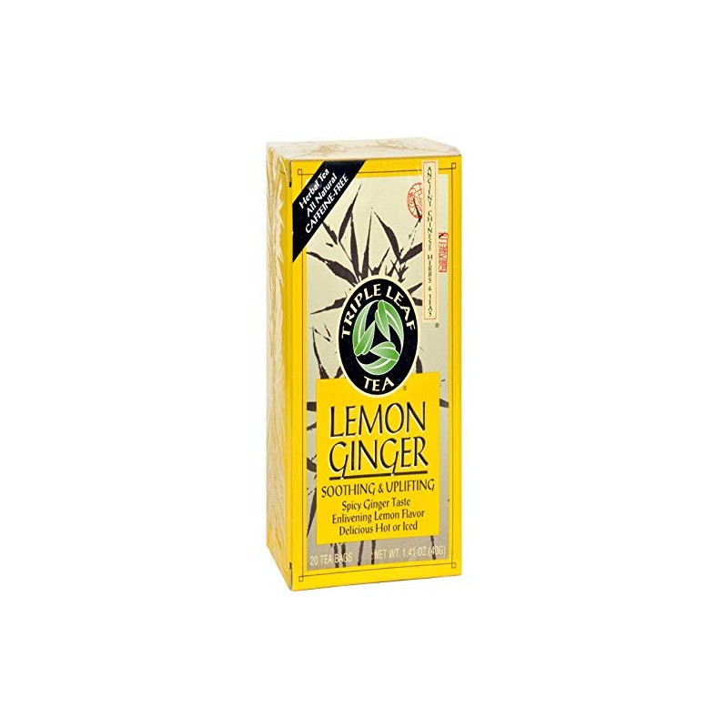 Triple Leaf Tea Ginger Tea-Bags, Lemon, 20 Count