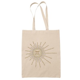 Jesus Loves You Tote Bag | 100% Cotton Shopping Bag for Christian Faith | Christmas, Birthday Present | One Size Natural