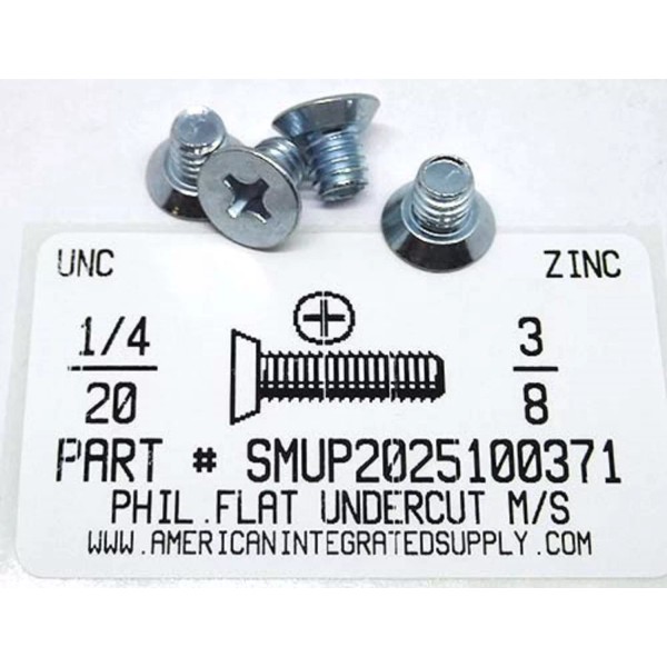 AMERICANINTEGRATEDSUPPLY.COM 1/4-20x3/8 Undercut Flat Head Phillips Machine Screws Steel Zinc