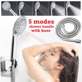 Premiumwire High Pressure Shower Head 5 Settings Handheld Shower Heads Spray With 5 FT Hose
