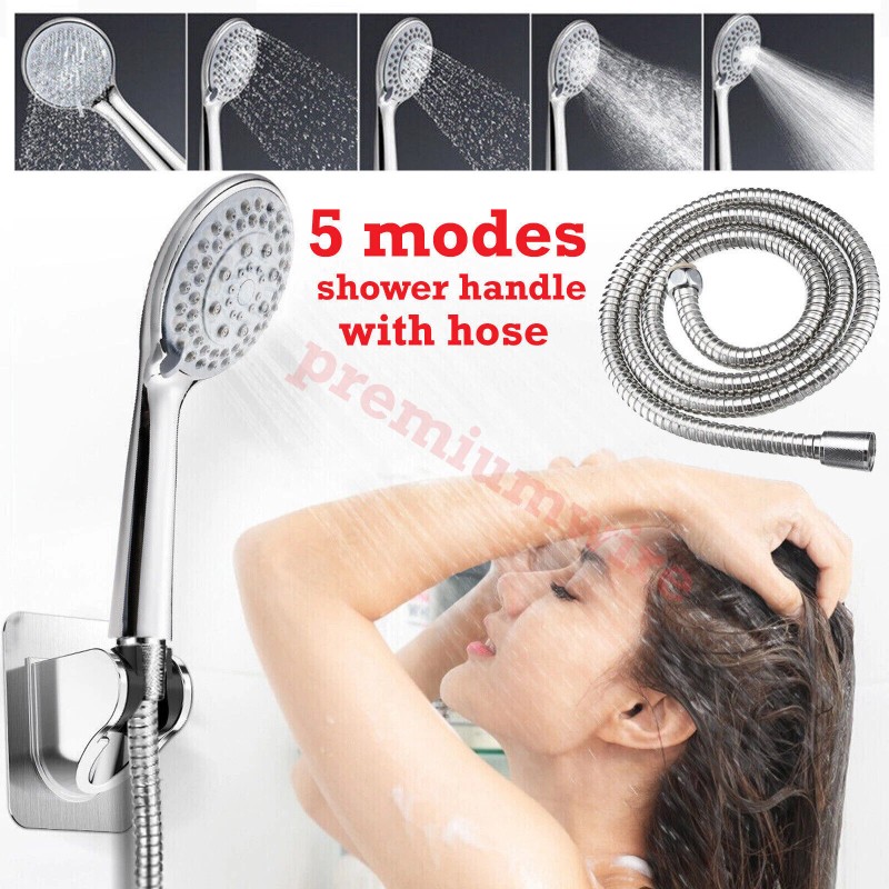 Premiumwire High Pressure Shower Head 5 Settings Handheld Shower Heads