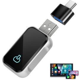 Motorsi Wireless Carplay/Android Car Adapter, 2-in-1 Converts Factory Wired to Wireless Carplay Dongle for Plug & Play Carplay Android Car with A-pple Phone iOS 10+/Android 11+ USB C
