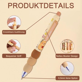 Pack of 8 Capybara Pens, Erasable Pens, Erasable Ballpoint Pen, Erasable Pen, 50 Stickers, Erasable Ballpoint Pens, Pens and Stickers for Animal Pattern for School, Office and Home