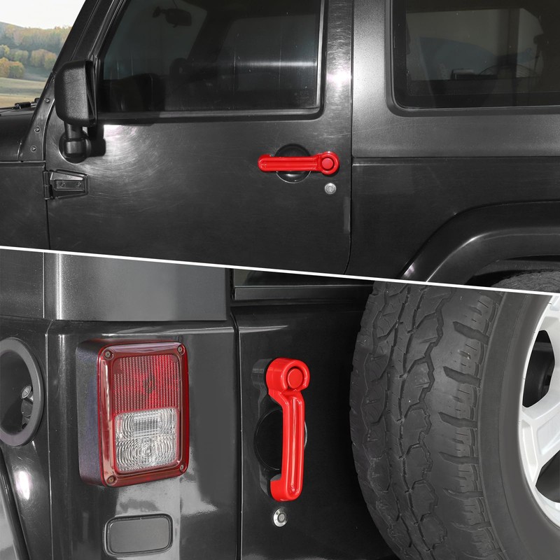 JOSHELA for Jeep JK Door Handle Cover Trim Red for