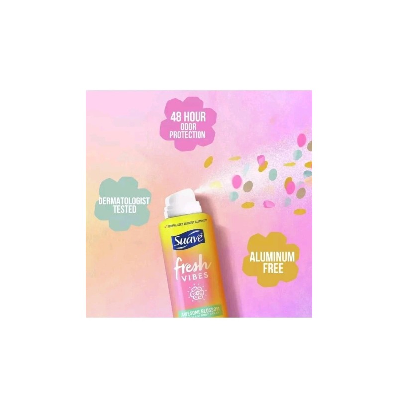 Suave 3X Suave Fresh Vibes Deodorant Body Spray Awesome Blossom
