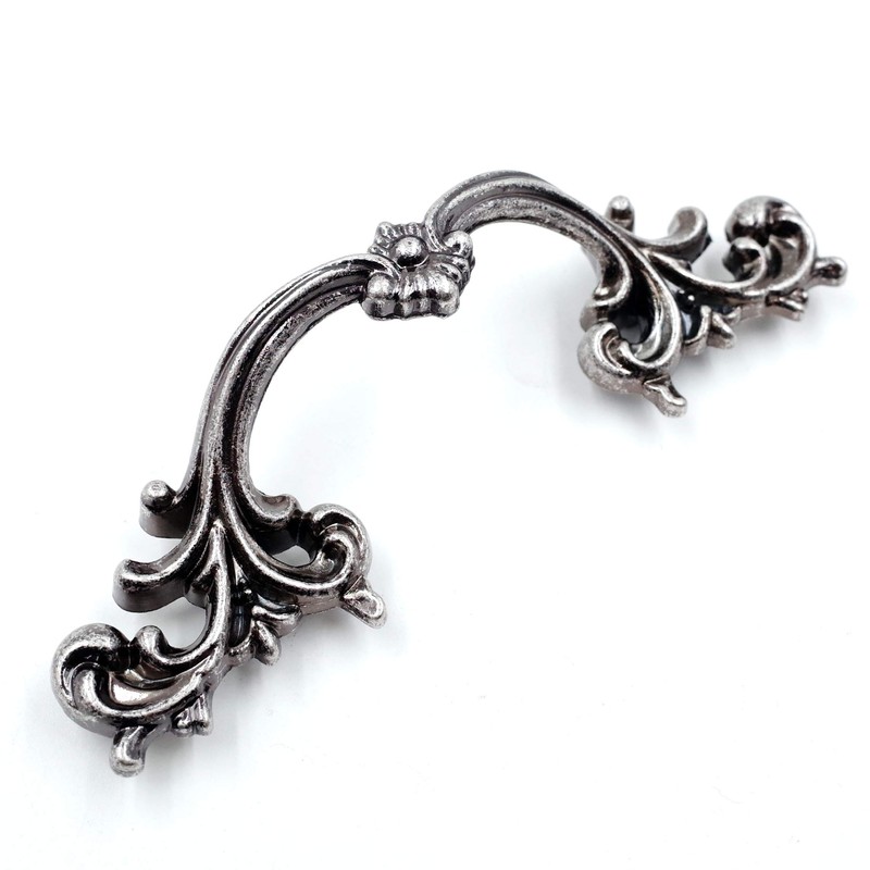 Jetland French Provincial Drawer Pulls - 6-Pack, Aged Silver, 2-1/2"