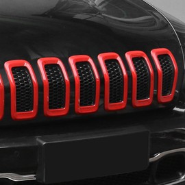 Front Grill Inserts Grille Cover Frame Trims for 2014-2018 Jeep Cherokee (red)