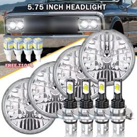 CHUSYYRAY 4PCs 5.75" inch Round LED Headlights DRL High-Low Beam for Jaguar XJ6 XJS XJ12