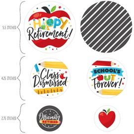 Big Dot of Happiness Teacher Retirement - Happy Retirement Party Giant Circle Confetti - Party Decorations - Large Confetti 27 Count
