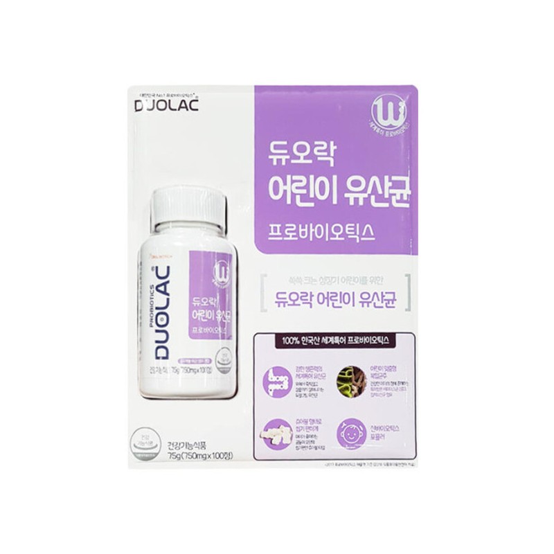 duorock Duolac Children's Lactobacillus Probiotics 100 tablets / 듀오락 어린이