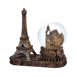 Antique Ferris Wheel Snow Globe Collectibles, Paris France Eiffel Tower Statue Figurine Table Centerpiece Desktop Decor for Home Office (Gold)