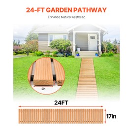 VEVOR Wooden Garden Pathway, 16 ft L x 17 in W, Non-Slip Straight Garden Walkway, Roll Out Cedar Outdoor Walkway Path with Wire Rope Connection, Decorative Garden Paver for Backyard Wedding Party