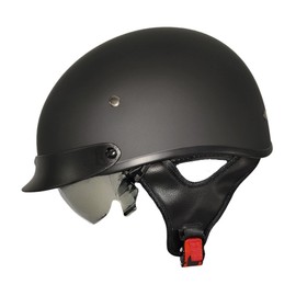 Vega Motorcycle Warrior II Half Helmet with Special Size Adjuster Sun Visor Quick Release Buckle DOT Approved Suits Men Women (Large 59-60 cm, Matte Black)