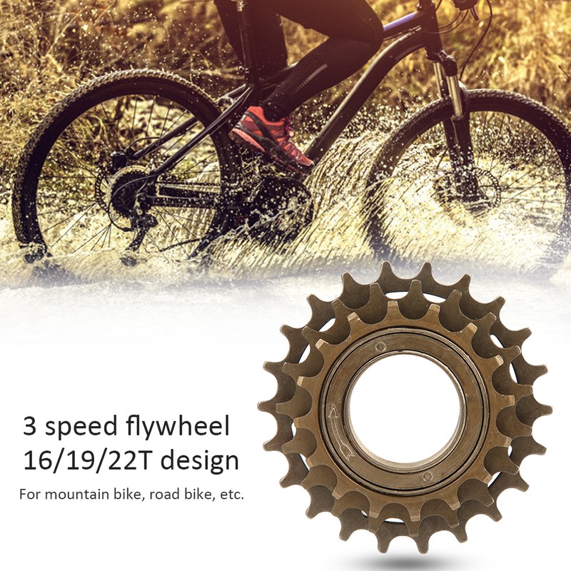 16/19/22T Metal 3 Speed Flywheel Freewheel Bicycle Accessory for Mountain