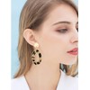 Leopard Drop Earrings Geometric Faux Leather Hoop Dangle Earring Statement