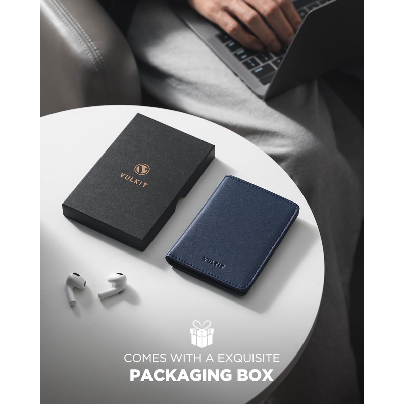 VULKIT RFID Blocking Bifold Card Holder Wallet for Men, Minimalist