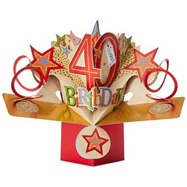 Happy 40th Birthday Pop-Up Greeting Card Original Second Nature 3D Pop Up Cards