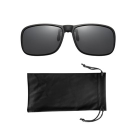TYGFRT 1 Piece Clip-On Sunglasses and 1 Piece Storage Bag, Eyewear Accessories, Rimless Sunglasses, Sunglasses Clip, Polarized Eye Clip, Suitable for Men, Women (Black)
