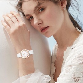 OIDEA Silicone Watches for Women: Simple Round Dial Casual Waterproof Sport Analog Quartz Wrist Watch for Women Ladies, White Silicone Band