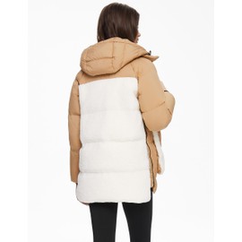 Orolay Women's Sherpa Jacket Thickened Puffer Down Coat Fuzzy Fleece Jacket Apple Cinnamon M