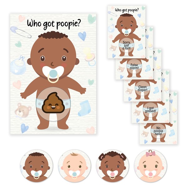 Party Hearty Baby Shower Games for Boy, 66 Poopie Emoji Scratch Off Lottery Tickets, Baby Games Ideas, Scratch Off Game