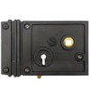 The King's Bay Cast Iron Rectangular Rim Lock with White