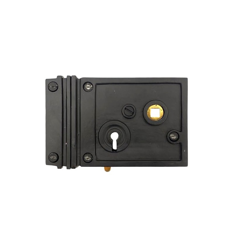 The King's Bay Cast Iron Rectangular Rim Lock with White