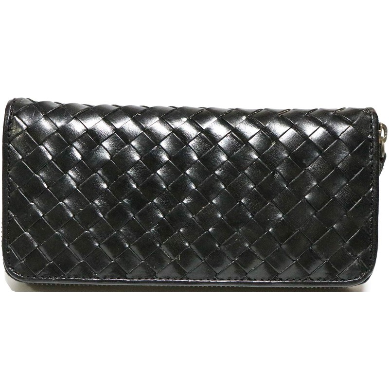 Berkut 1030220 Italian Leather Genuine Leather Braided Long Wallet, Round