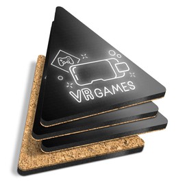 4 x Triangle Coasters - BW - Virtual Reality VR Games Gaming Cork Backed MDF Glossy Tea Coffee Accessory #42210