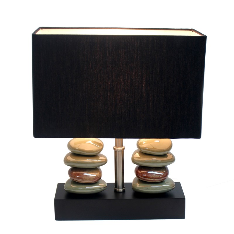 Elegant Designs LT1036-BLK Rectangular Dual Stacked Stone Ceramic Table Lamp,