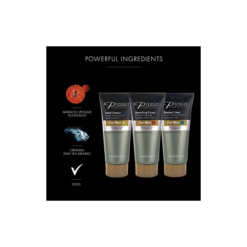 Premier Dead Sea Kit para hombres, nutritivo, crema de afeitar,