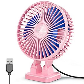 JZCreater USB Desk Fan, 3 Speeds Desktop Table Cooling Fan in Single Button , Head Rotation Strong Wind, Quiet Mini USB Personal Fan for Home Desktop Office Table，Pink