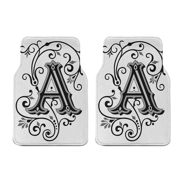 Ambesonne Letter a Car Mat Set of 2, Ornamental Pattern