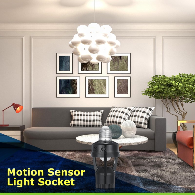 Hortsun 3 Pcs Motion Sensor Light Socket Smart Screw in