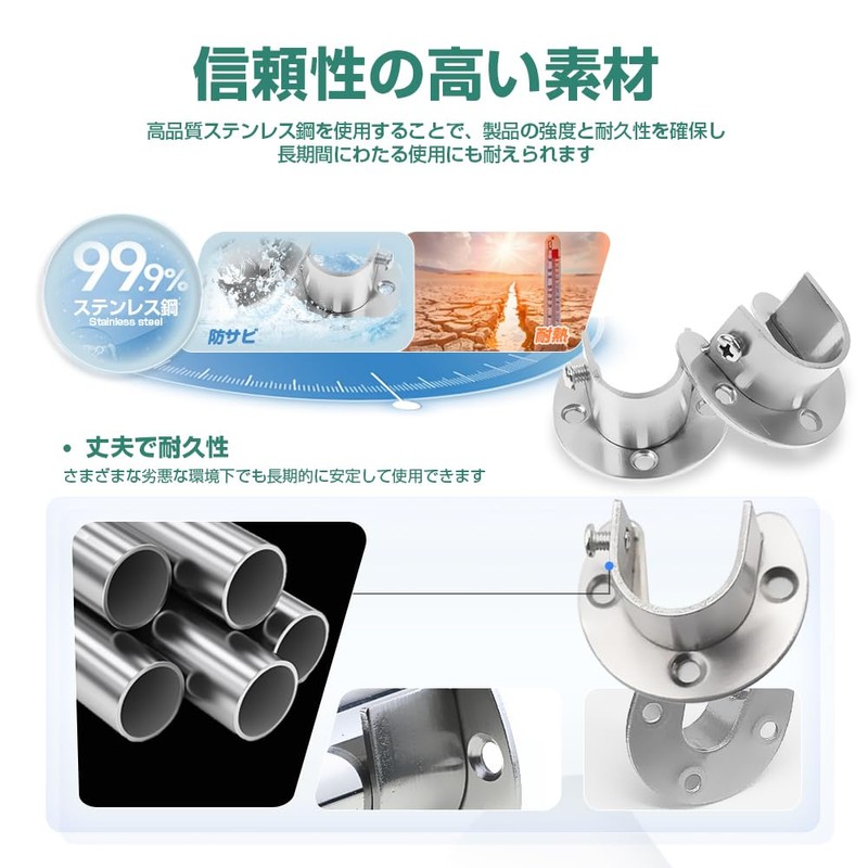 Stainless Steel Metal Fittings, U-Shaped Closet, Screws, Socket Closet Rod