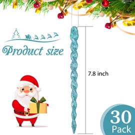 30 Pieces Plastic Icicle Twisted Plastic Icicle Christmas Ornaments Icicle Decoration Christmas Tree and Holiday Xmas Party Wedding Hanging (Light Blue,7.8 Inch)