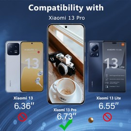 Screen Protector for Xiaomi 13 Pro, Tempered Glass Screen Protector, Anti Fingerprint, 9H Hardness, HD Clear, Tempered Glass Film, 2 Pack Screen Protector + 2 Pack Camera Lens Protector