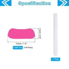 PATIKIL 144 Pairs Sports Eye Black Stickers, Under Eye Black Strips Football Face Stickers Breathable Eyeblack Sticker with 1 Pcs White Pencil for Baseball Fans on Game Day, Pink