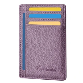 Travelambo Slim Wallet Front Pocket Minimalist Leather RFID Blocking Medium Size