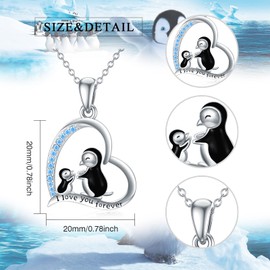 Flpruy Penguin Gifts 925 Sterling Silver Penguin Necklace I Love You Forever Pendant Animal Necklace Penguin Jewelry Gifts for Women
