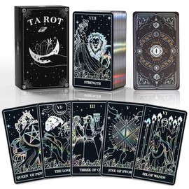 WJPC Silver Foil Edge Tarot Cards with Guide Book Set&Gift Box for Beginner& Expert. Original Design Tarot Cards Decks