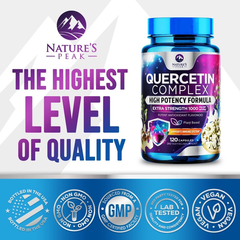 Quercetin Capsules 1000mg, with Ultra Strength Complex - Health Antioxidant