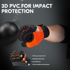 Vgo... Safety Work Gloves Touchscreen, Anti Impact Heavy Duty Gloves Antivibration for Warehouse Trucker Carpenters Fitter Moto, 1 pair