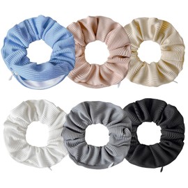 6PCS Hidden Zipper Scrunchie, Large Capacity Scrunchie with Zipper Pocket, Multi - Functional Scrunchies for Girls Women