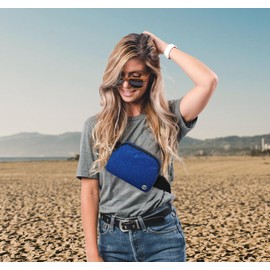 NGIL Mini Belt Bag for Women Crossbody Pack Waist Bag FannyPack with Adjustable Strap Crossbody Pouch for Traveling, Hiking (Glitter-Royal Blue)